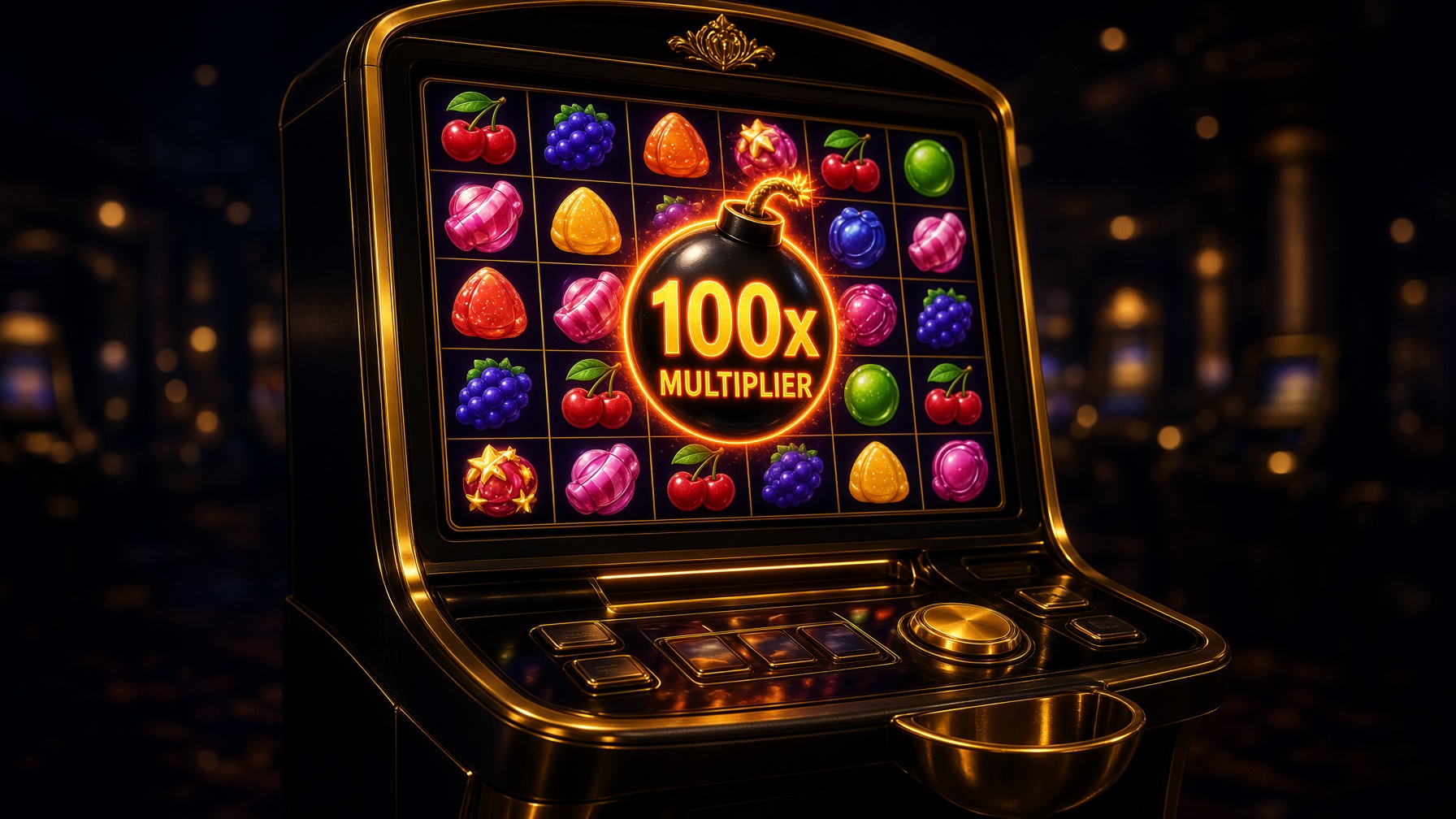 Sweet Bonanza video slot kabini — 6×5 ızgara ve 100× bomba